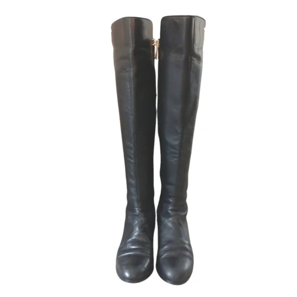 Michael Kors Bromley Black Riding Boots Women’s Knee High Leather Boots … - Picture 3 of 11